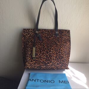 Antonio Melani Leather/ Haircalf Animal Print Shoulder Bag